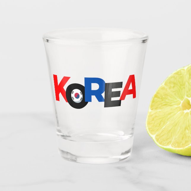 KOREA NATIONAL COLORS SOJU SHOT GLASS (Front)