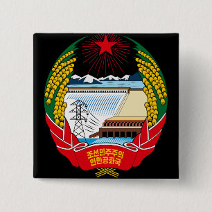 korea north emblem 15 cm square badge