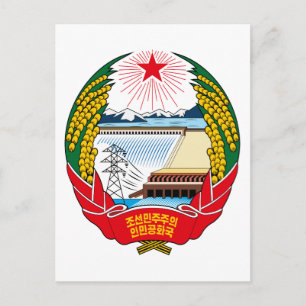korea north emblem postcard