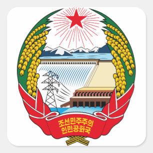 korea north emblem square sticker