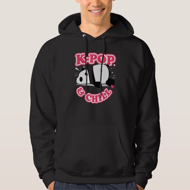 Korea Pop Panda Music Chill Teen Girls Merch Paste Hoodie (Front)