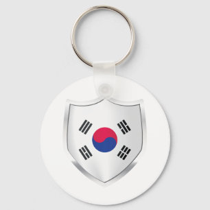 Korea Silver Shield Flag Key Ring