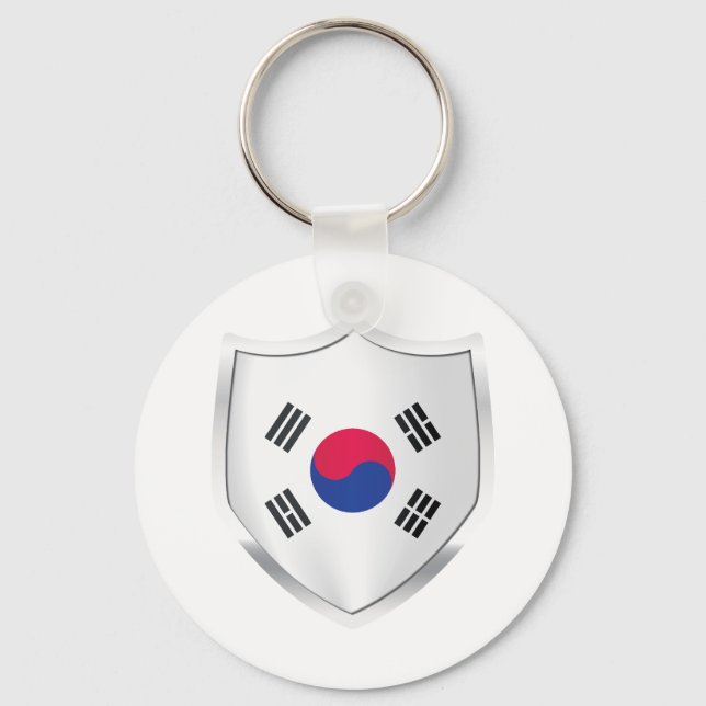 Korea Silver Shield Flag Key Ring (Front)