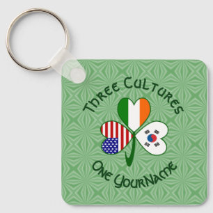 Korea (South) Ireland USA Flags Shamrock Your Name Key Ring