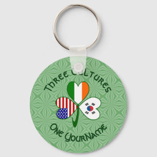 Korea (South) Ireland USA Flags Shamrock Your Name Key Ring