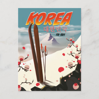 Korea to ski postcard