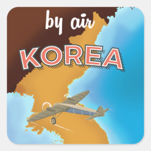 Korea vintage travel poster print square sticker
