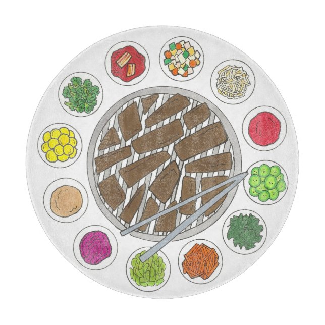 Korean BBQ Barbecue Roast Bulgogi Banchan Food Cutting Board (Front)