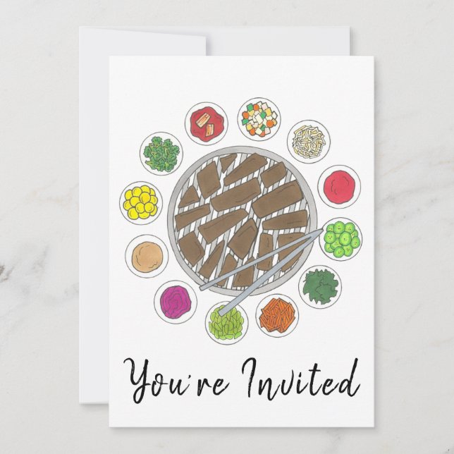 Korean BBQ Barbecue Roast Bulgogi Banchan Food Invitation (Front)
