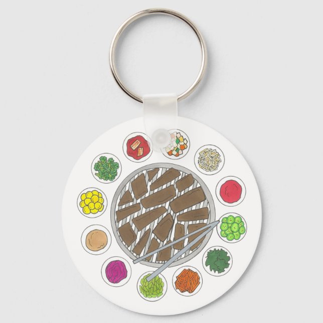 Korean BBQ Barbecue Roast Bulgogi Banchan Food Key Ring (Front)
