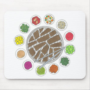 Korean BBQ Barbecue Roast Bulgogi Banchan Food Mouse Mat