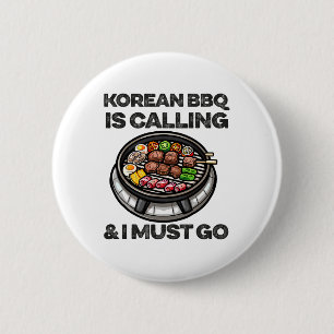 Korean Bbq Funny Korean Byrbecue Food Lover Asian 6 Cm Round Badge