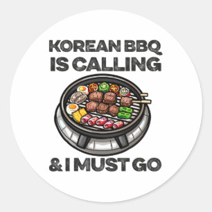 Korean Bbq Funny Korean Byrbecue Food Lover Asian  Classic Round Sticker