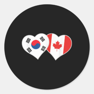 Korean Canadian Flag Heart South Korea Canada Classic Round Sticker