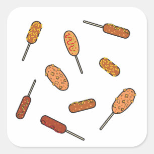 Korean corn dog, korean snack, korean hot dog,  square sticker