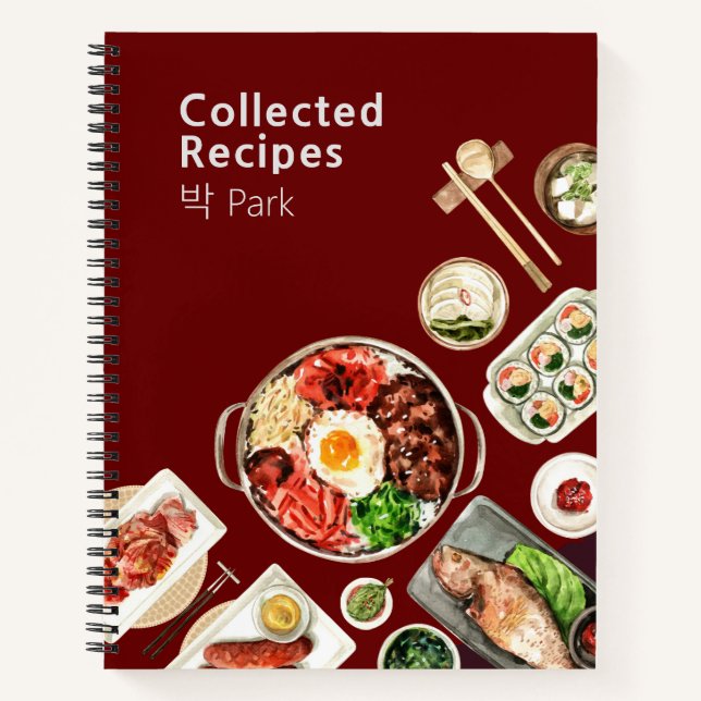 Korean Cuisine Recipe Journal - Dark Red (Front)