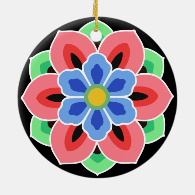 Korean Dancheong Flower Ceramic Tree Decoration (Back)