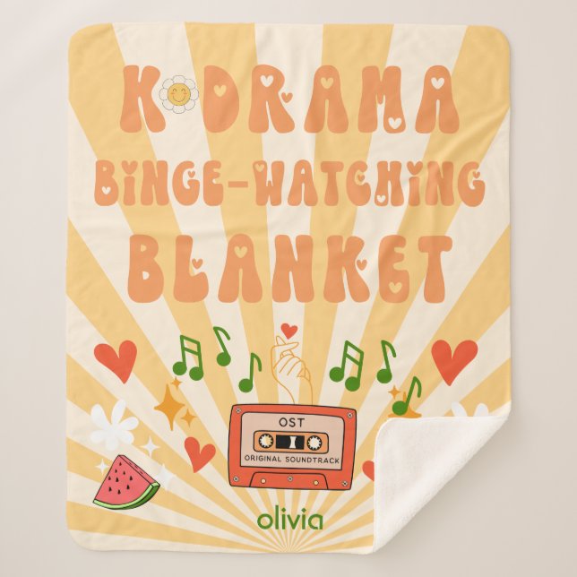 Korean Drama Kdrama Binge-watching Personalised Sherpa Blanket (Front)