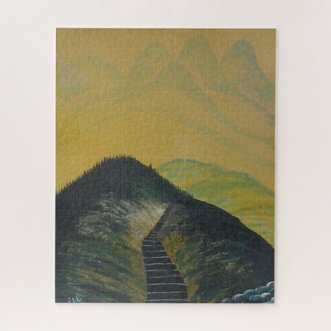 Korean Dream Yellow Mountain Abstract Staircase Jigsaw Puzzle (Vertical)