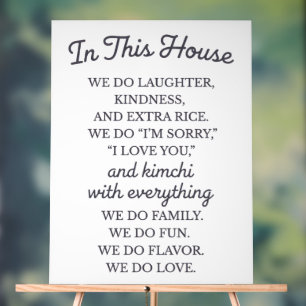 Korean Family "In This House"  Acrylic Sign