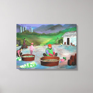 Korean Family Making Kimchi 김치 Canvas Print