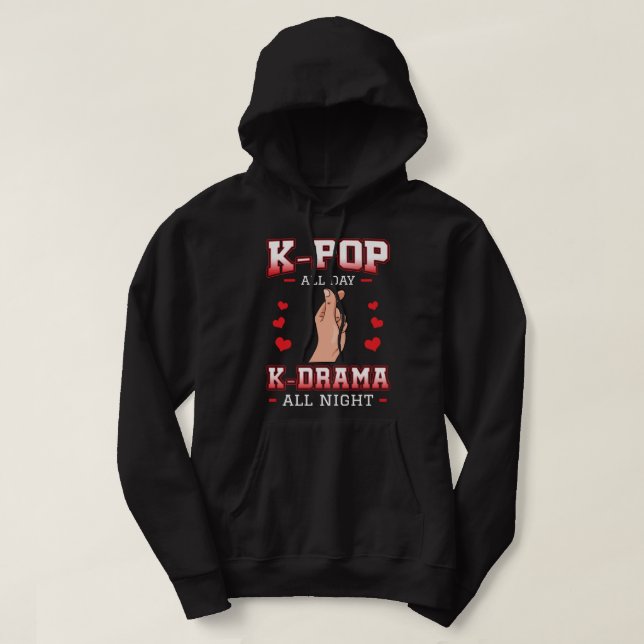 Korean Finger Heart K-Pop K-Drama Music Lover Pull Hoodie (Design Front)