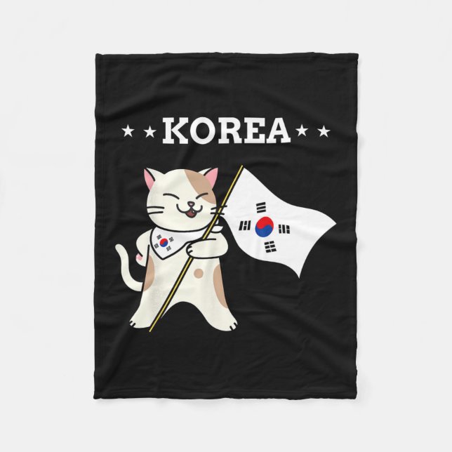 Korean Flag And Cat South Korea  Fleece Blanket (Front)