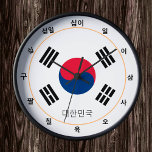 Korean Flag & South Korea House / Sino Korean Round Clock<br><div class="desc">WALL CLOCK: South Korea & South Korean Flag fashion with "Sino Korean" numbers - love my country, travel, holiday, country patriots / sports fans</div>