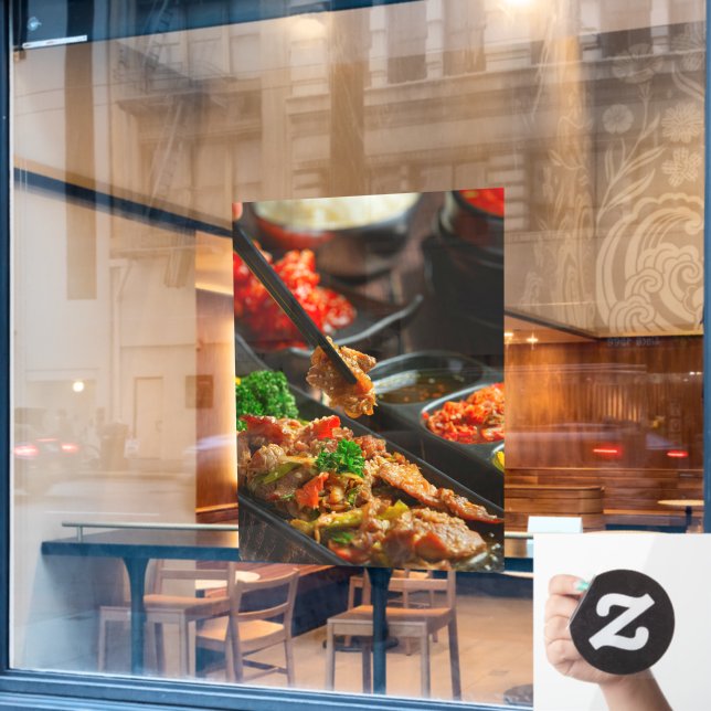 Korean Food Bulgogi or Marinated Beef Barbecue  Window Cling (Cafe Window)