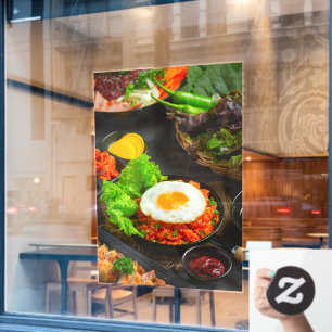 Korean Food Fried Rice Kimchi with Fried Egg Window Cling