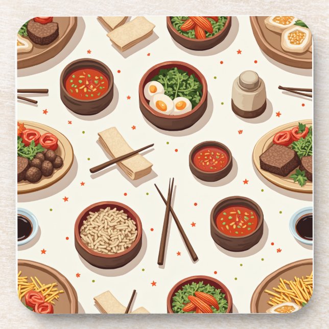 Korean food image beverage coaster (Front)