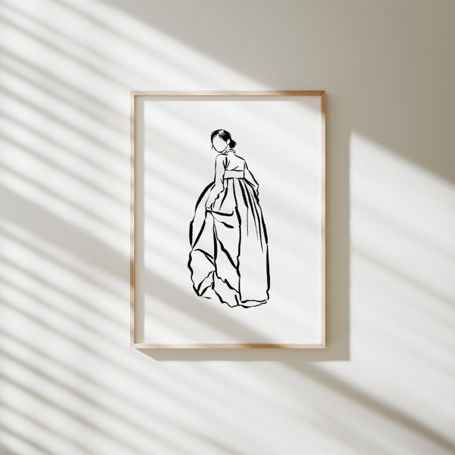 Korean Hanbok Woman Ink Line Art Poster (Creator Uploaded)