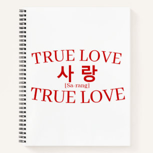 Korean Hangul "True Love" Sarang Study Notebook
