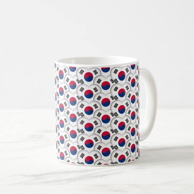 Korean Hearts & Korean Flag /South Korea Coffee Mug (Front Right)