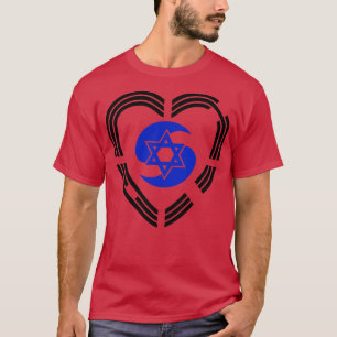 Korean Israeli Multinational Patriot Flag Heart T-Shirt
