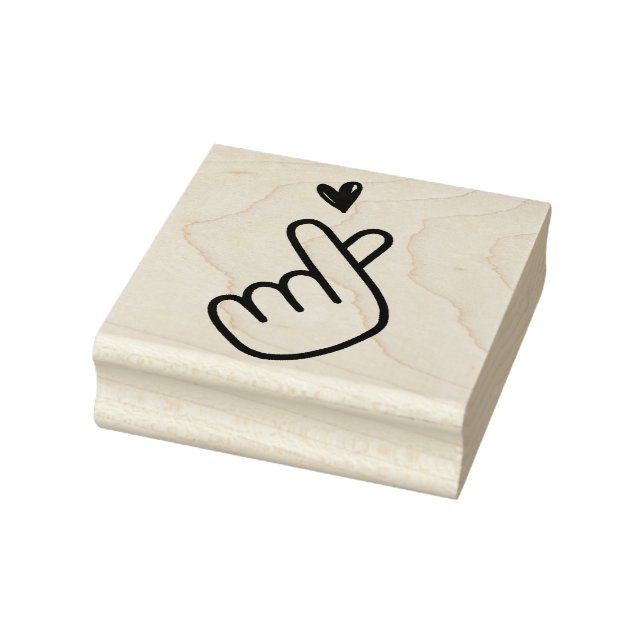 Korean K-pop Hand Heart Blue Red Rubber Stamp (Stamp)