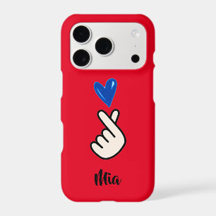 Korean K-pop Hand Heart Red Blue iPhone Case
