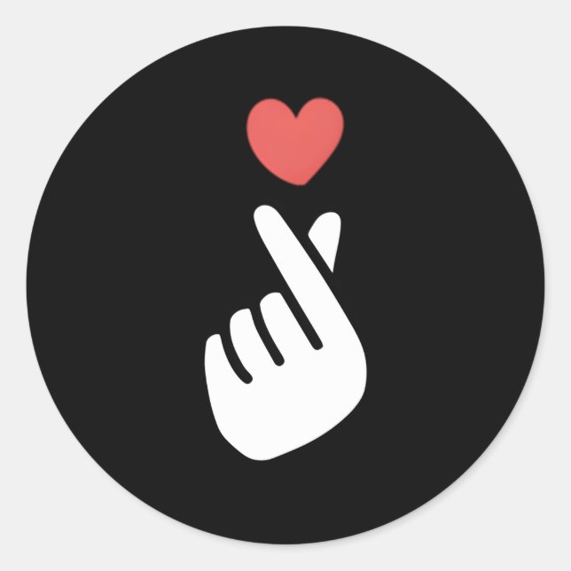 Korean K-Pop I Love You Saranghae Hand He Symbol Classic Round Sticker (Front)