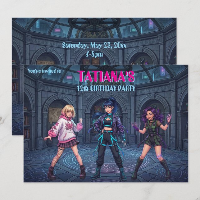 Korean K-Pop Inspired Birthday Invitation (Front/Back)