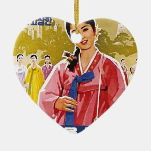 Korean Ladies Wearing Hanbok Ceramic Tree Decoration