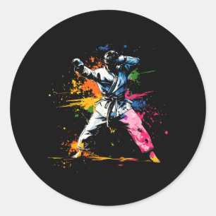 Korean Martial Arts Colour Splash Taekwondo Martia Classic Round Sticker