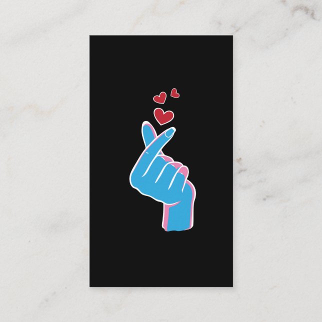 Korean Music Finger Heart Kpop Seoul Hallyu Business Card (Front)