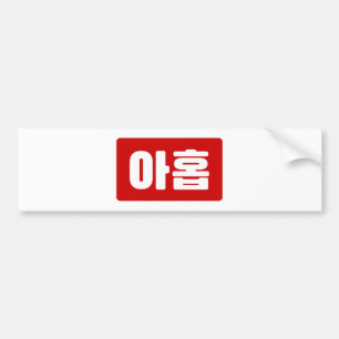 Korean Number 9 Nine 아홉 【Ahop】 Hangul Bumper Sticker