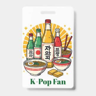 Korean Pop Culture Chest Print ID Badge