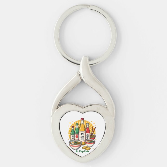 Korean Pop Culture Chest Print Key Ring (Front)