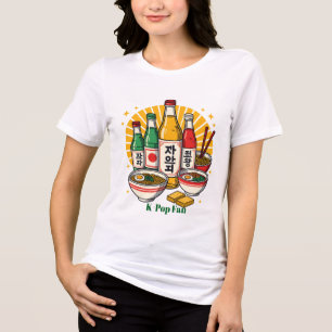 Korean Pop Culture Chest Print Tri-Blend Shirt