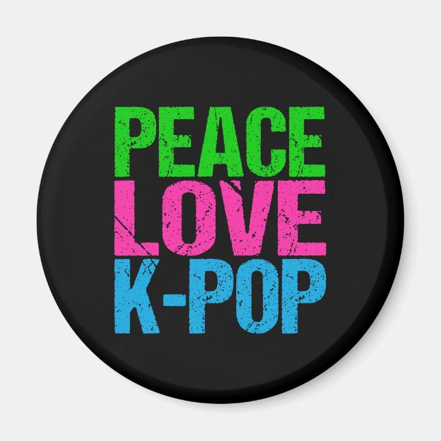 Korean Pop Music Peace Love K-Pop Magnet (Front)