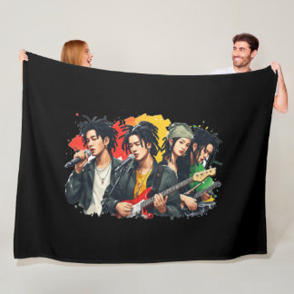 Korean Reggae Band Guitar Graphic Fleece Blanket