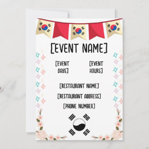 Korean restaurant events and inauguration invitation