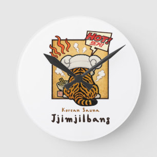 Korean Sauna Jjimjilbang Tiger T-Shirt Round Clock